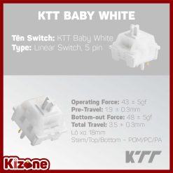Switch bàn phím cơ KTT Baby White (5 pin / 45 switch - Linear)