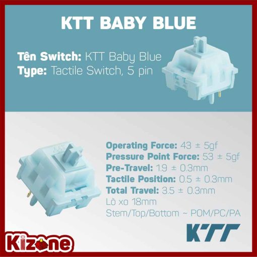 Switch bàn phím cơ KTT Baby Blue (5 pin / 45 switch - Tactile)