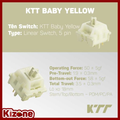 Switch bàn phím cơ KTT Baby Yellow (5 pin / 45 switch - Linear)