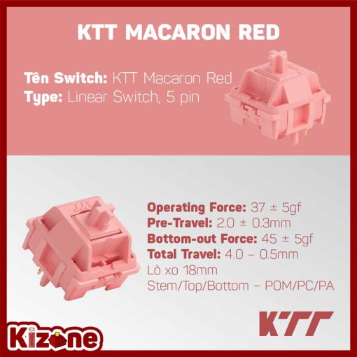Switch bàn phím cơ KTT Macaron Red (5 pin / 45 switch - Linear)