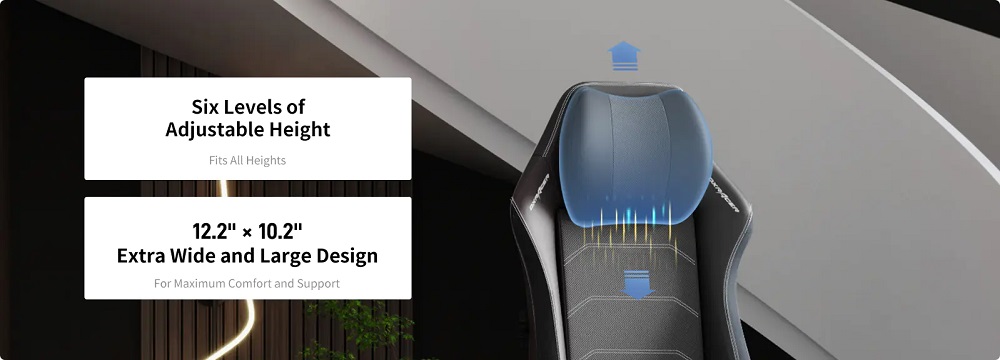 Tựa đầu của ghế DXRacer Master có thể tùy chỉnh để phù hợp với vị trí cổ / đầu của người dùng