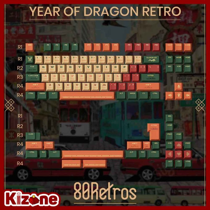 Keycap 80Retros Year of the Dragon Retro (Cherry profile / PBT Dye-Subbed)