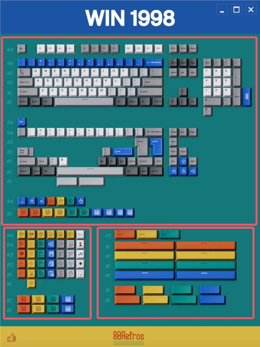 Chi tiết các nút trong set keycap 80Retros Win 1998